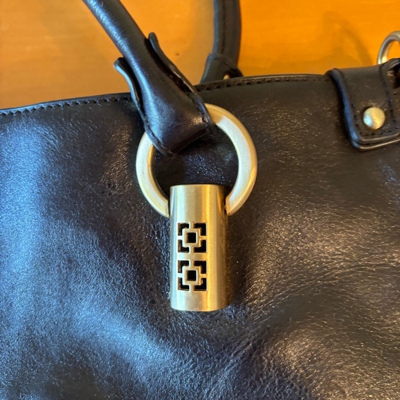 Trina Turk Black Leather Manhattan Large Shoulder Bag Tote - Picture 6 of 14